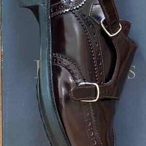 DOUCAL - Burgundy Vitello Spazzalotto Leather Dress Shoes - Men's Size 10/EUR 43